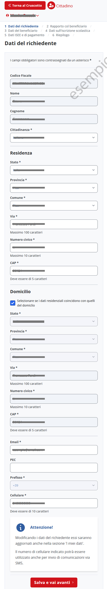 libri gratis STEP DATI DEL RICHIEDENTE