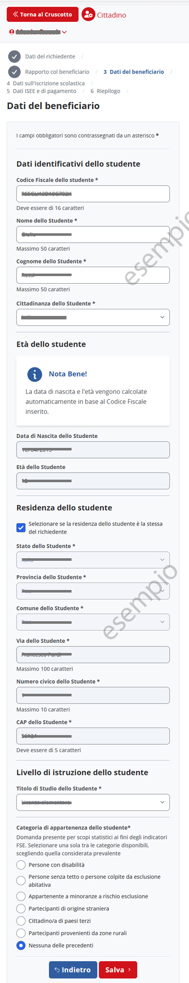 libri gratis STEP DATI DEL BENEFICIARIO