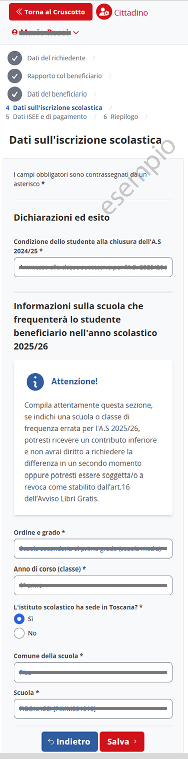 libri gratis STEP DATI ISCRIZIONE SCOLASTICA