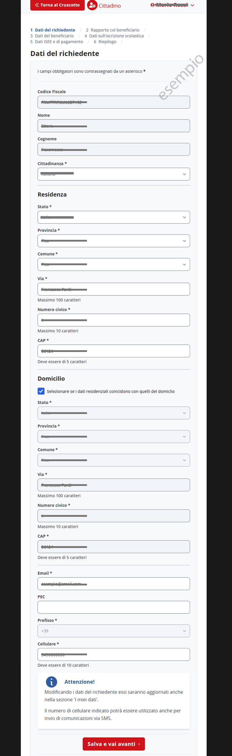 libri gratis STEP DATI DEL RICHIEDENTE