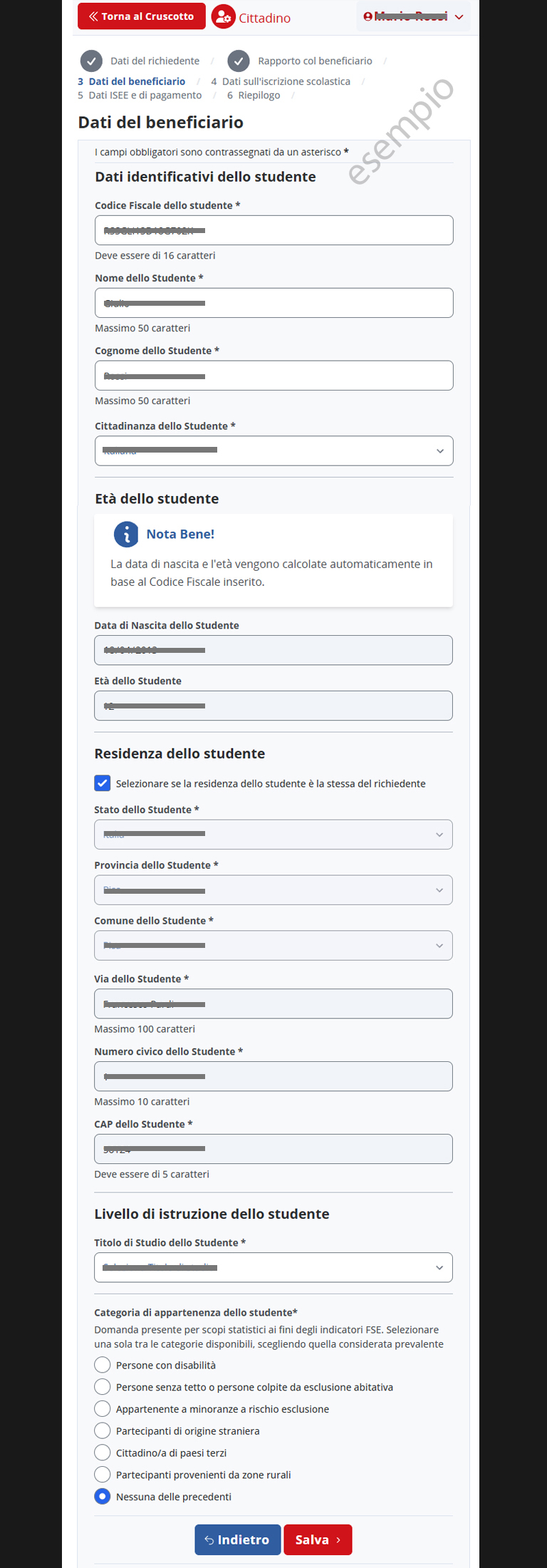 libri gratis STEP DATI DEL BENEFICIARIO