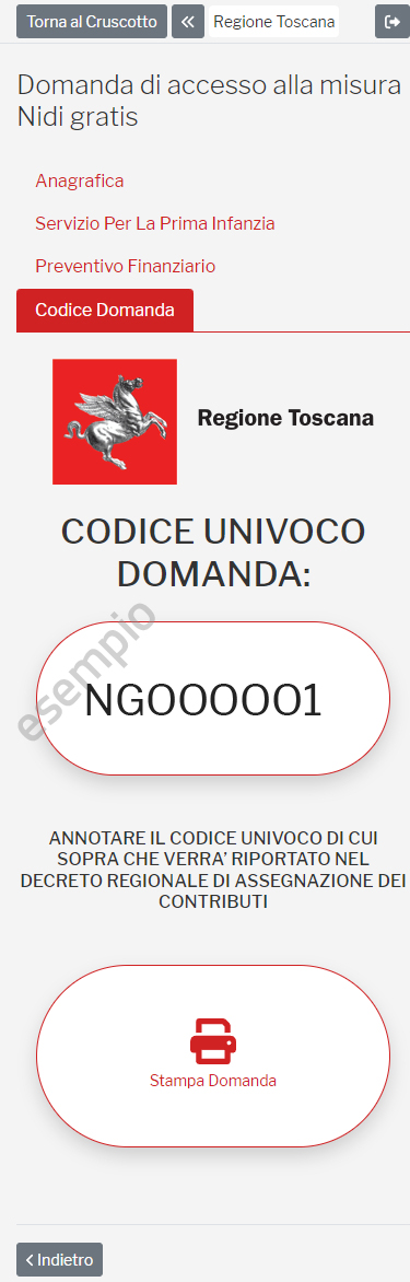 nidi gratis step codice domanda