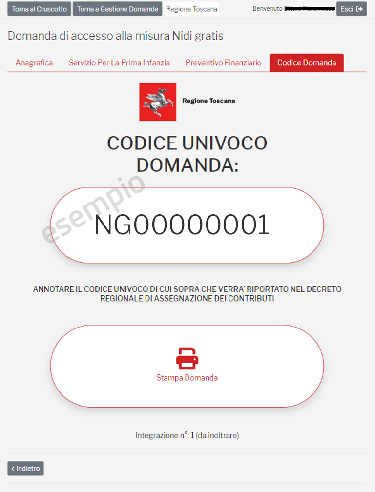 nidi gratis step codice domanda